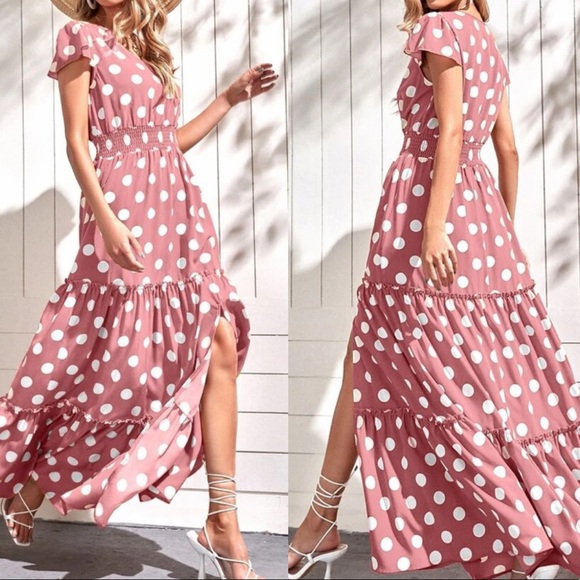 Boho polka dot split thigh maxi dress - Picture 9 of 13